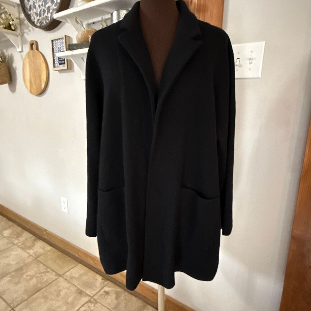 J Crew Sophie‎ sweater blazer knit open cardigan size 3XL black wool blend